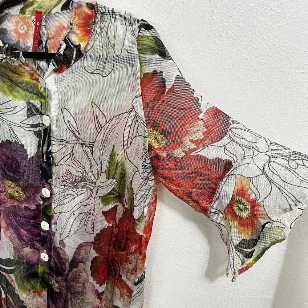 Ic Collection Floral Button-Down Blouse - image 5